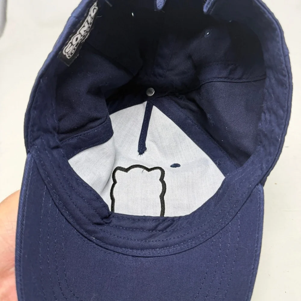 Sonic the Hedgehog Hat Unisex OS Baseball Cap Navy Blue Embroidered SEGA EUC